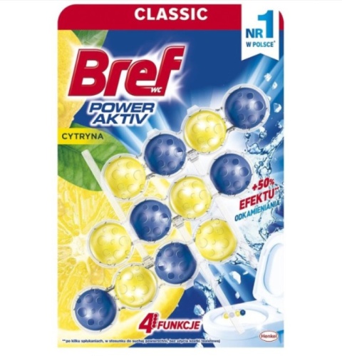 Bref kostka do WC Power Aktiv 3x50g Cytryna