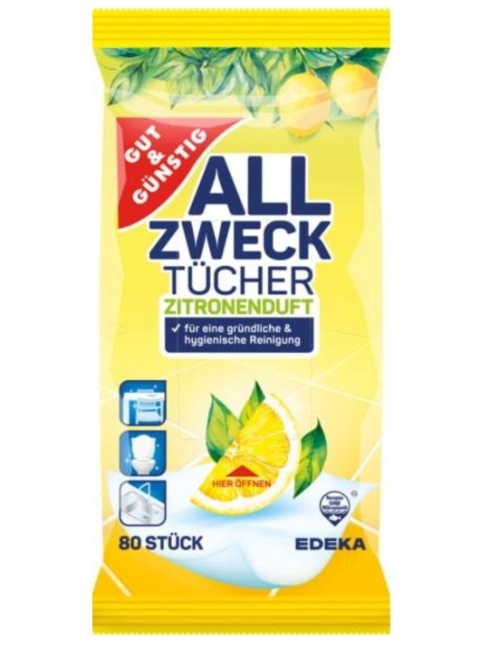 G&G ściereczki nasączone uniwersalne 80szt. Cytryna